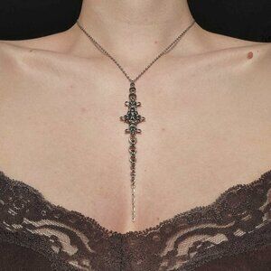Gothic long silver rosary necklace ✦ Unique long medieval chainmaille necklace ✦